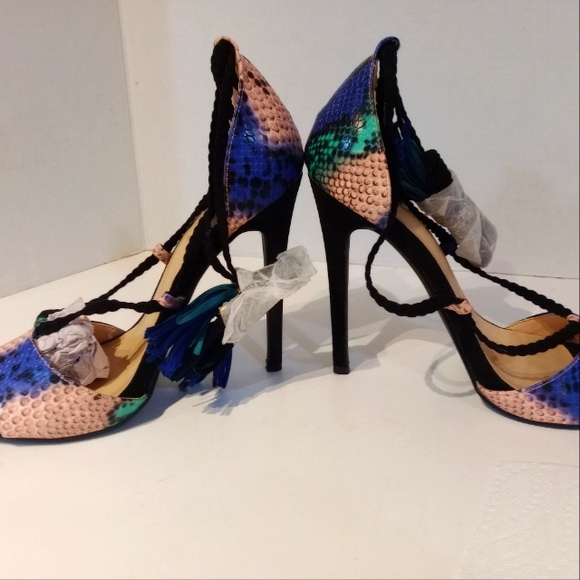 Shoe Dazzle New Faux Snakeskin High Heel‎ Sandals Sz. 8.5 - Picture 7 of 12